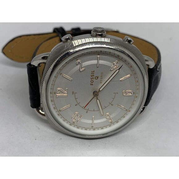 Fossil FTW1200 Women's Black Leather Analog Silver Dial Hybrid Smartwatch JD447 - Picture 6 of 11